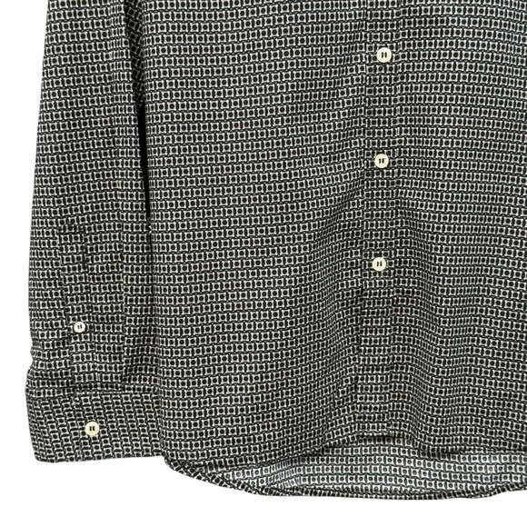 7 Diamonds Men’s Large Black White Geometric Print Long Sleeve Shirt - Picture 2 of 6